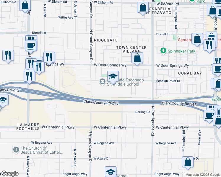 map of restaurants, bars, coffee shops, grocery stores, and more near 9501 Echelon Point Drive in Las Vegas