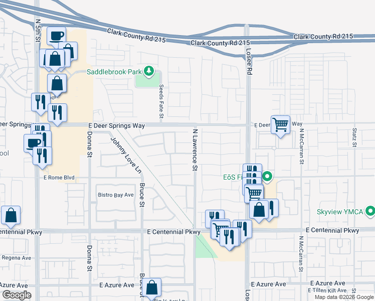 map of restaurants, bars, coffee shops, grocery stores, and more near 1904 John Bevy Court in North Las Vegas