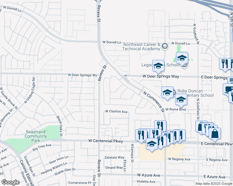 map of restaurants, bars, coffee shops, grocery stores, and more near in North Las Vegas