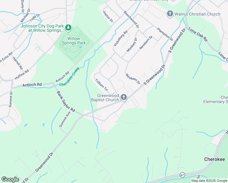 map of restaurants, bars, coffee shops, grocery stores, and more near 689 Trillium Trail in Johnson City