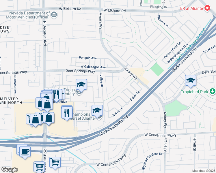 map of restaurants, bars, coffee shops, grocery stores, and more near 6708 Scavenger Hunt Street in North Las Vegas