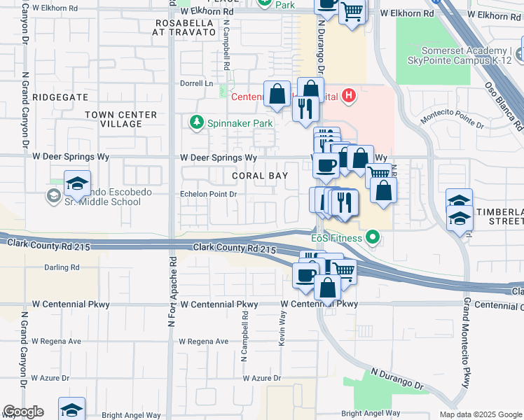 map of restaurants, bars, coffee shops, grocery stores, and more near 6645 Rocky Reef Street in Las Vegas