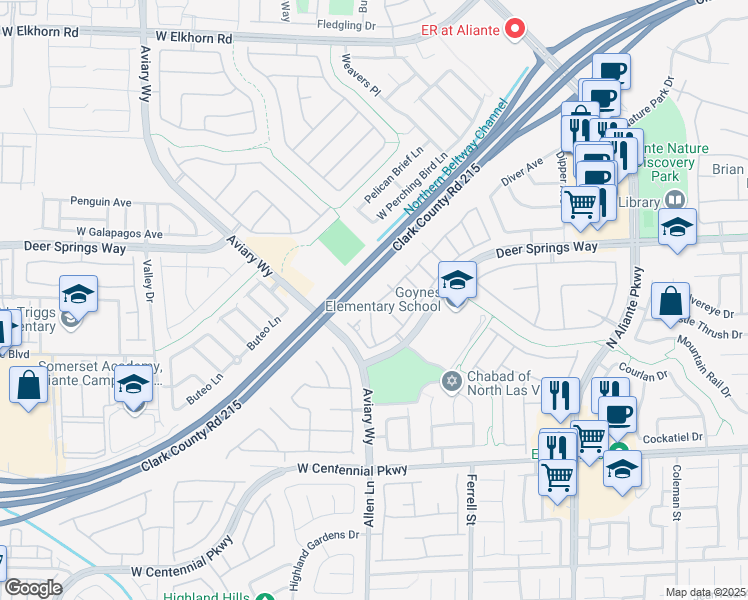 map of restaurants, bars, coffee shops, grocery stores, and more near 6633 Lookout Lodge Lane in North Las Vegas