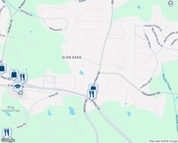 map of restaurants, bars, coffee shops, grocery stores, and more near 116 Glenwood Ln in King