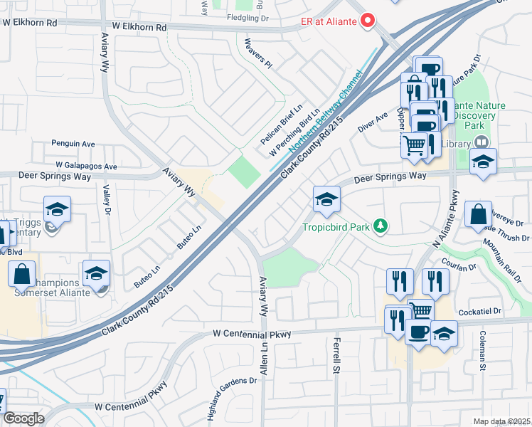 map of restaurants, bars, coffee shops, grocery stores, and more near 3520 Glorious Iris Place in North Las Vegas
