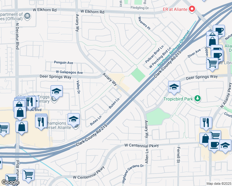 map of restaurants, bars, coffee shops, grocery stores, and more near 6716 Yellowhammer Place in North Las Vegas