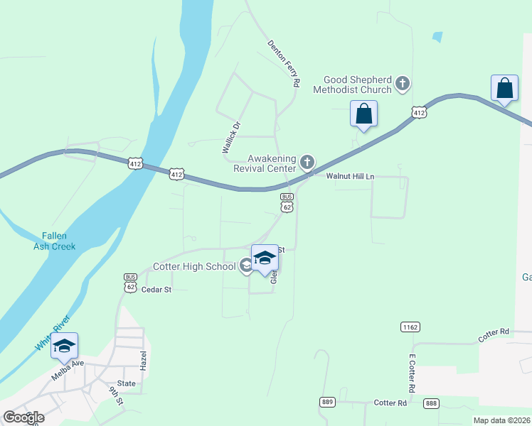 map of restaurants, bars, coffee shops, grocery stores, and more near 1815 Harding Boulevard in Cotter
