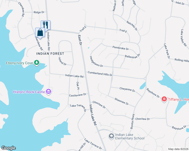 map of restaurants, bars, coffee shops, grocery stores, and more near 831 Cumberland Hills Drive in Hendersonville