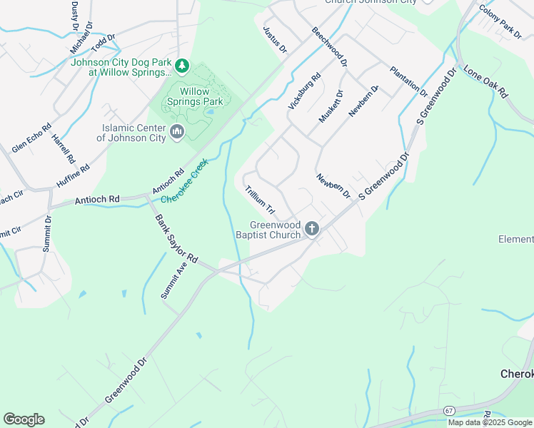 map of restaurants, bars, coffee shops, grocery stores, and more near 606 Trillium Trail in Johnson City