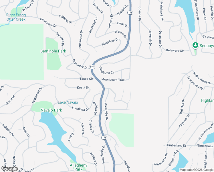 map of restaurants, bars, coffee shops, grocery stores, and more near 29 Odessa Drive in Cherokee Village