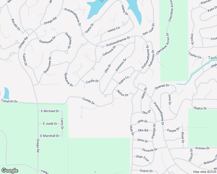 map of restaurants, bars, coffee shops, grocery stores, and more near 4 Konawa Drive in Cherokee Village