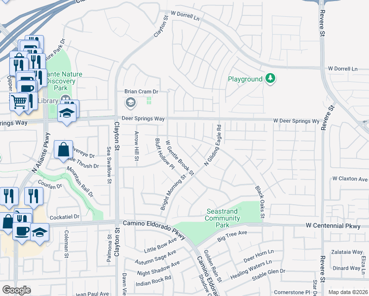 map of restaurants, bars, coffee shops, grocery stores, and more near 6652 Fort William Street in North Las Vegas