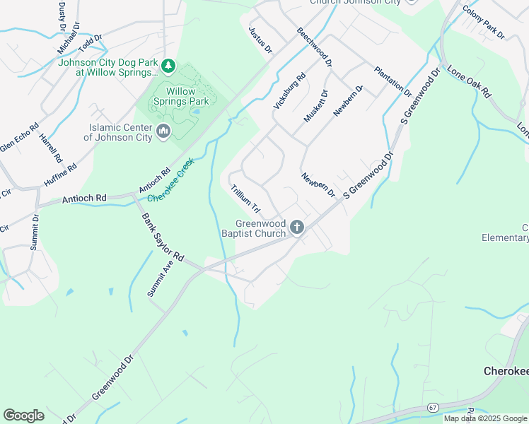 map of restaurants, bars, coffee shops, grocery stores, and more near 606 Trillium Trail in Johnson City