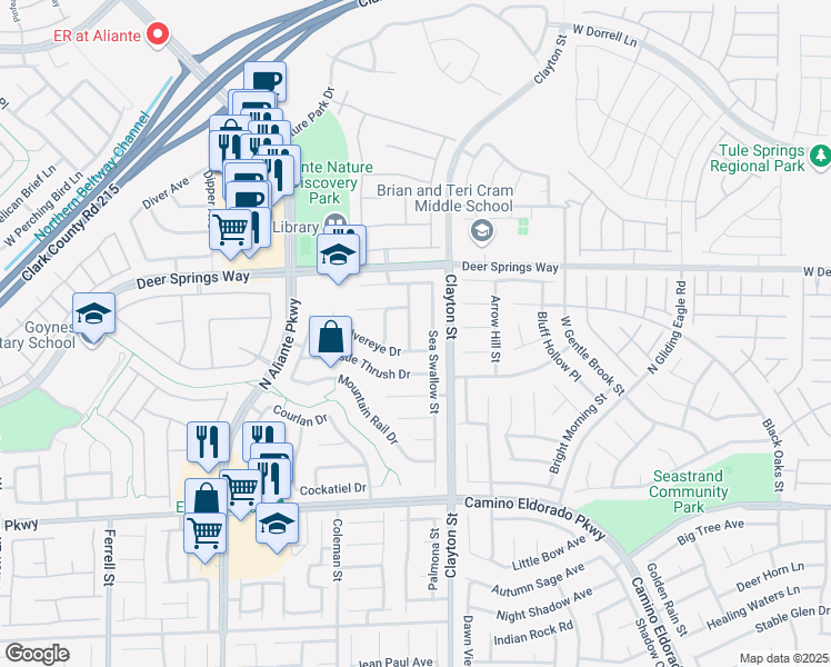 map of restaurants, bars, coffee shops, grocery stores, and more near 6708 Sand Swallow Street in North Las Vegas