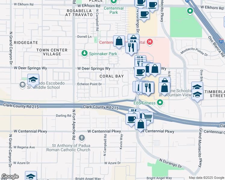 map of restaurants, bars, coffee shops, grocery stores, and more near 6651 Rocky Reef Street in Las Vegas