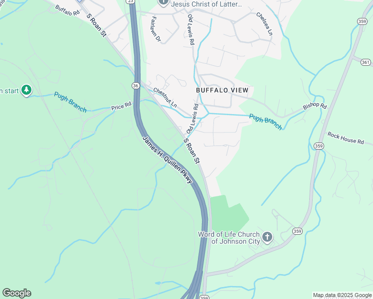map of restaurants, bars, coffee shops, grocery stores, and more near 3008 South Roan Street in Johnson City