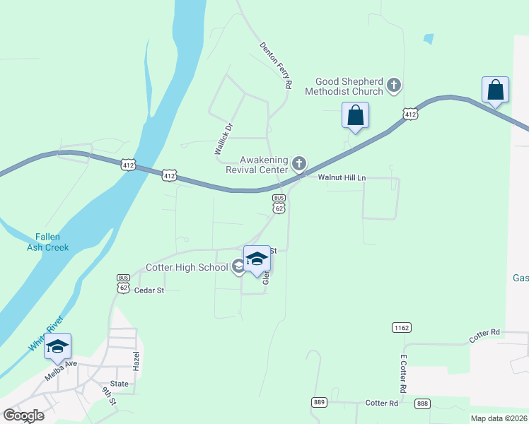 map of restaurants, bars, coffee shops, grocery stores, and more near 1815 Harding Boulevard in Cotter