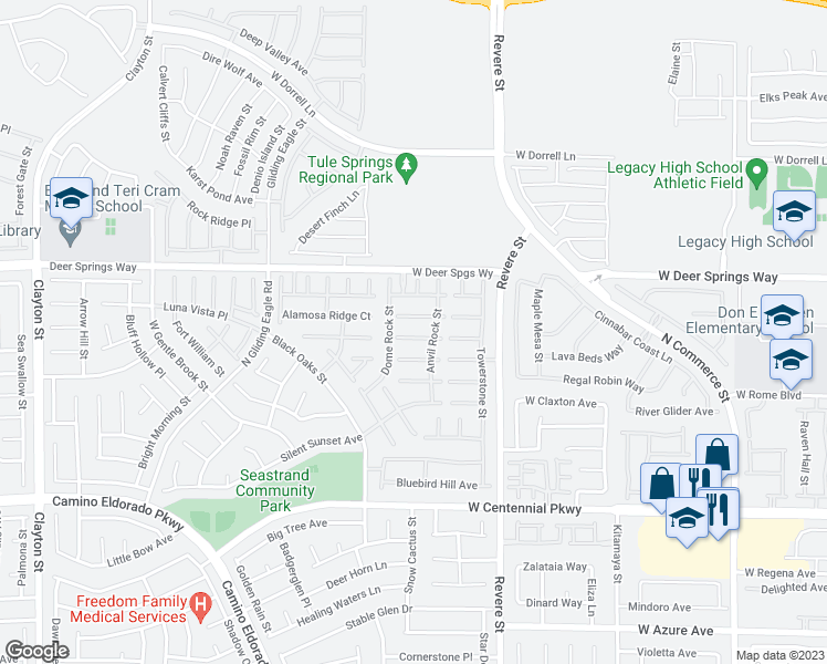 map of restaurants, bars, coffee shops, grocery stores, and more near 1008 Peaceful Glen Court in North Las Vegas