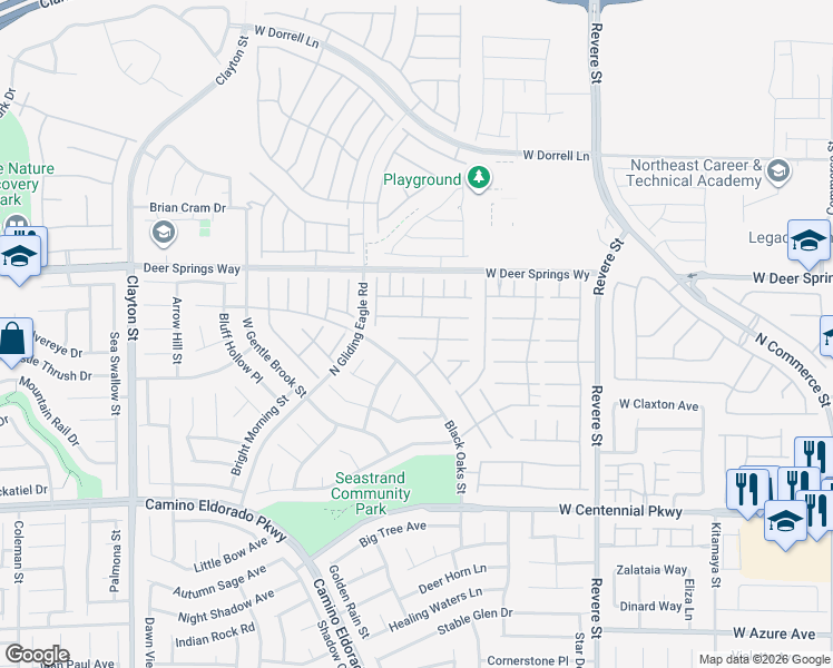 map of restaurants, bars, coffee shops, grocery stores, and more near 1212 Cactus Grove Court in North Las Vegas