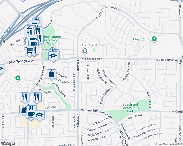 map of restaurants, bars, coffee shops, grocery stores, and more near 6631 April Bend Court in North Las Vegas