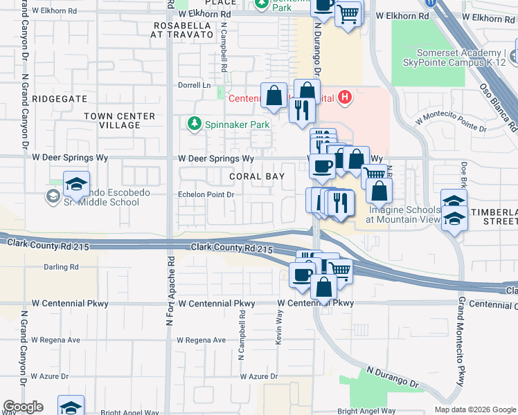 map of restaurants, bars, coffee shops, grocery stores, and more near 6645 Rocky Reef Street in Las Vegas