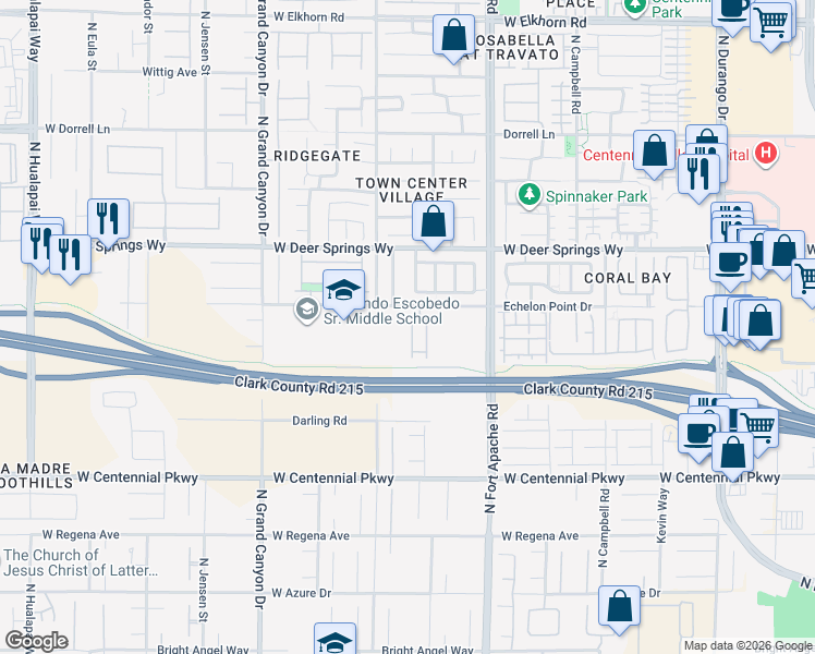 map of restaurants, bars, coffee shops, grocery stores, and more near 6651 Weeping Pine Street in Las Vegas