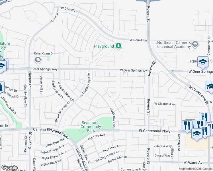 map of restaurants, bars, coffee shops, grocery stores, and more near 1212 Cactus Grove Court in North Las Vegas