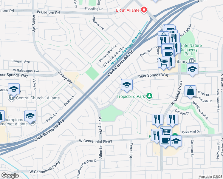 map of restaurants, bars, coffee shops, grocery stores, and more near 3512 Hazelnut Pine Place in North Las Vegas