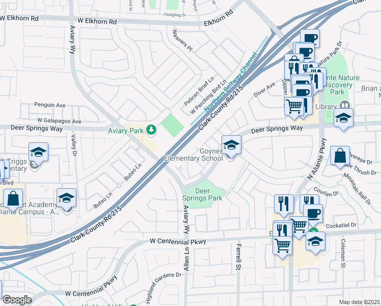 map of restaurants, bars, coffee shops, grocery stores, and more near 6637 Lookout Lodge Lane in North Las Vegas