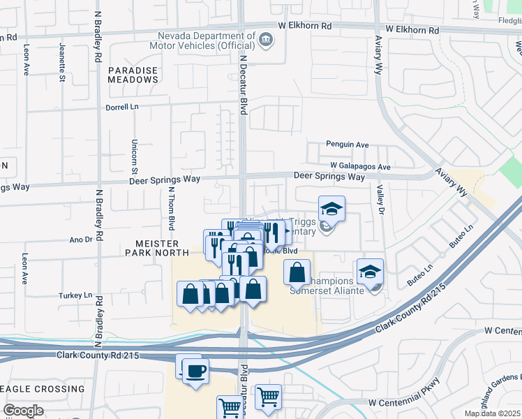 map of restaurants, bars, coffee shops, grocery stores, and more near 4720 Apulia Drive in North Las Vegas