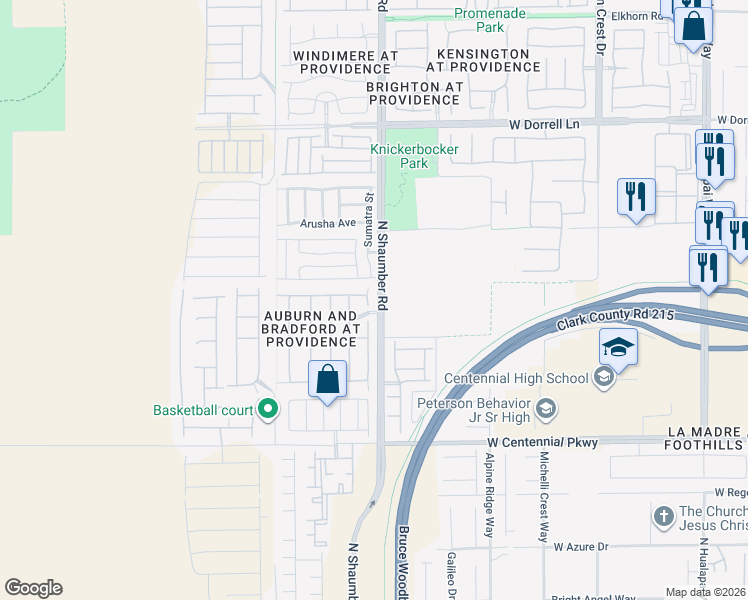 map of restaurants, bars, coffee shops, grocery stores, and more near 6640 Rego Park Court in Las Vegas