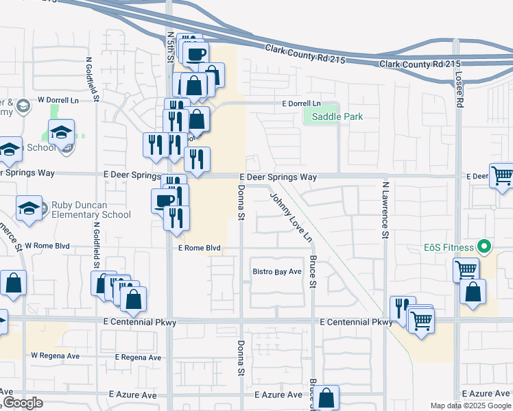 map of restaurants, bars, coffee shops, grocery stores, and more near 921 East Bob Barney Court in North Las Vegas