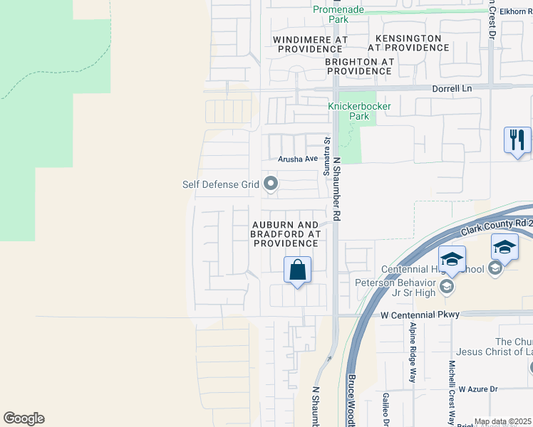 map of restaurants, bars, coffee shops, grocery stores, and more near 6647 Brooklyn Heights Street in Las Vegas