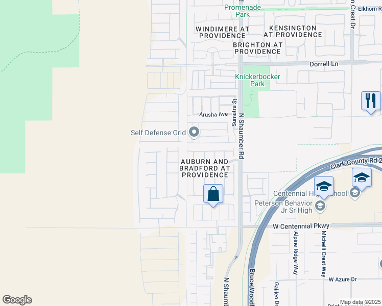 map of restaurants, bars, coffee shops, grocery stores, and more near 6647 Brooklyn Heights Street in Las Vegas