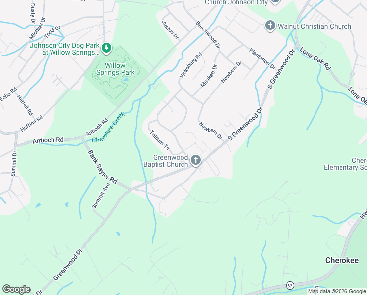 map of restaurants, bars, coffee shops, grocery stores, and more near 689 Trillium Trail in Johnson City