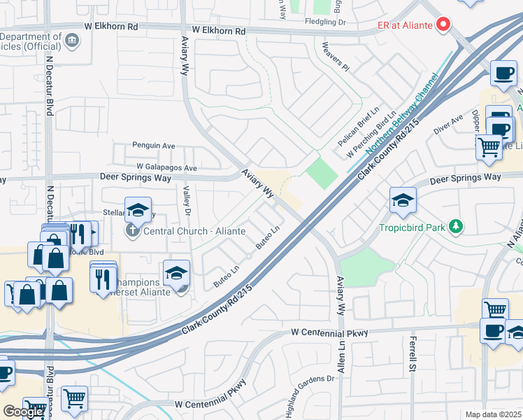 map of restaurants, bars, coffee shops, grocery stores, and more near 6708 Wood Thrush Place in North Las Vegas