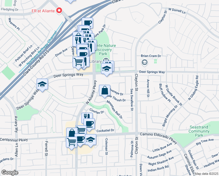 map of restaurants, bars, coffee shops, grocery stores, and more near in North Las Vegas