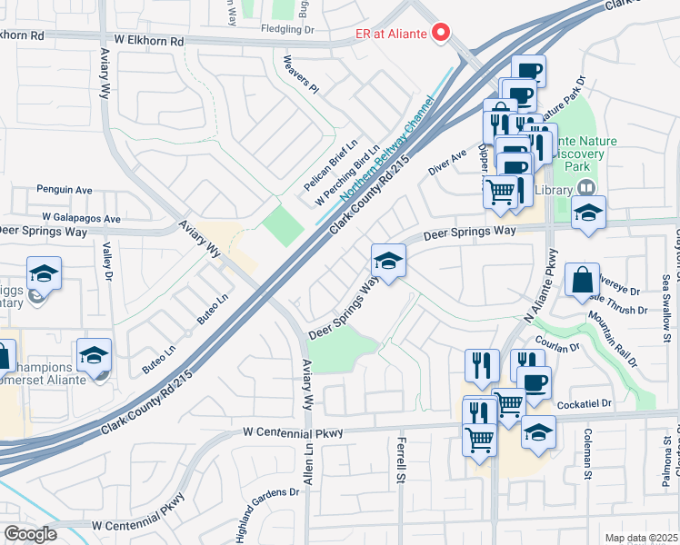 map of restaurants, bars, coffee shops, grocery stores, and more near 3516 Hazelnut Pine Place in North Las Vegas
