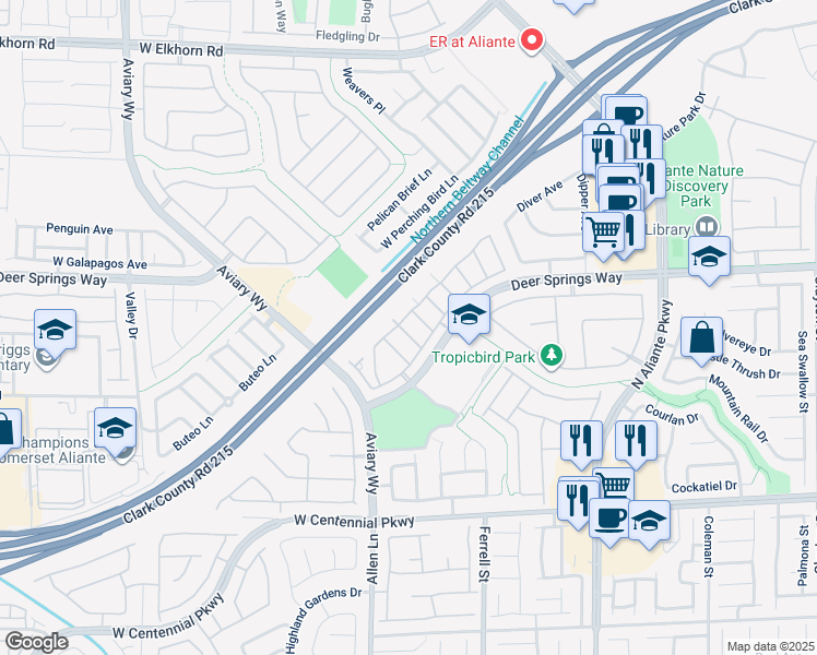 map of restaurants, bars, coffee shops, grocery stores, and more near 3516 Hazelnut Pine Place in North Las Vegas