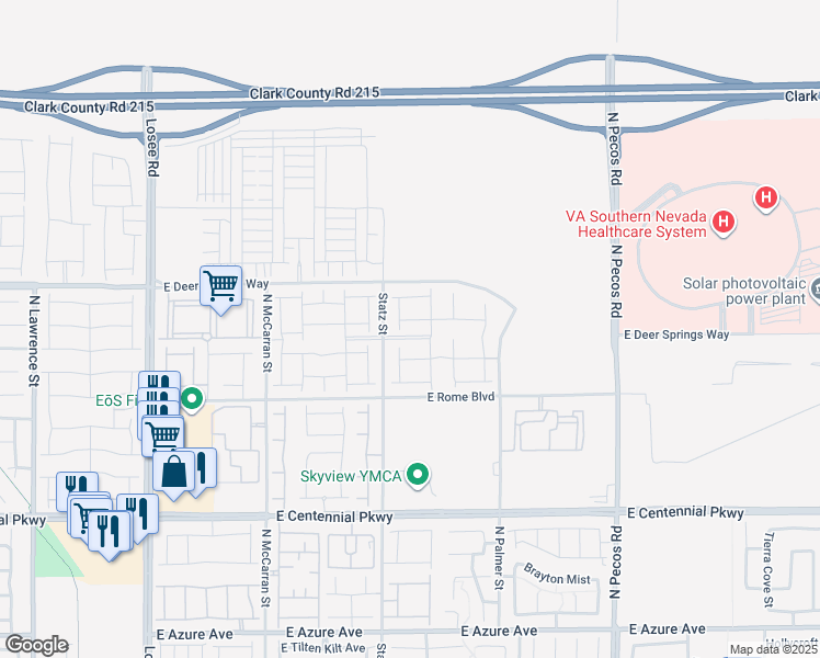 map of restaurants, bars, coffee shops, grocery stores, and more near Rome Blvd in North Las Vegas