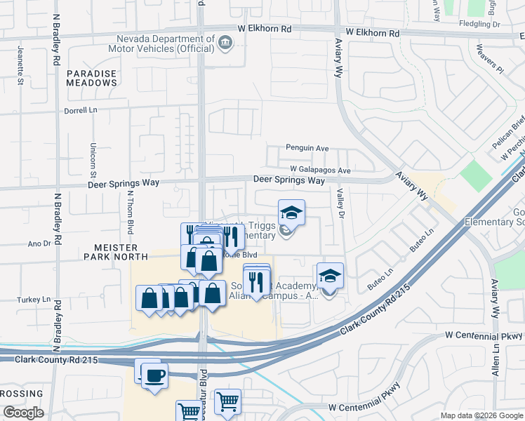 map of restaurants, bars, coffee shops, grocery stores, and more near 6690 Solferino Street in North Las Vegas