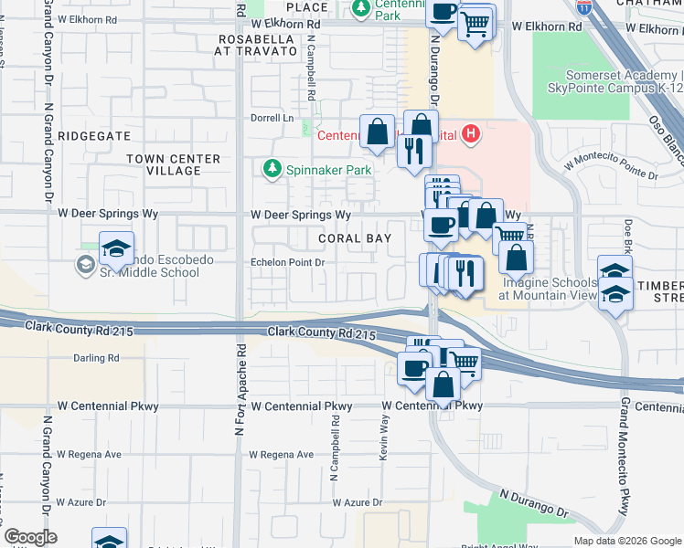 map of restaurants, bars, coffee shops, grocery stores, and more near 6645 Rocky Reef Street in Las Vegas