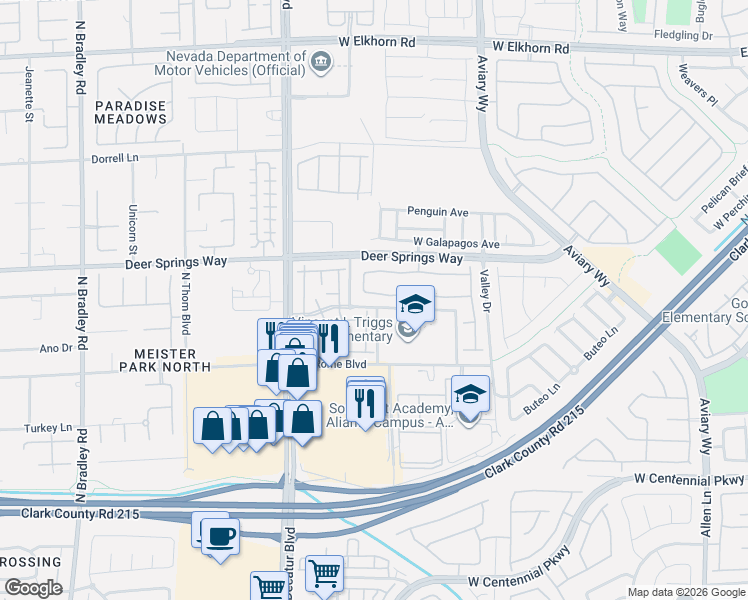 map of restaurants, bars, coffee shops, grocery stores, and more near 6690 Solferino Street in North Las Vegas
