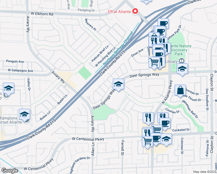 map of restaurants, bars, coffee shops, grocery stores, and more near 3404 President Pride Place in North Las Vegas