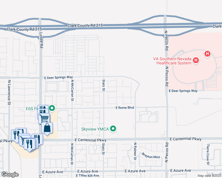 map of restaurants, bars, coffee shops, grocery stores, and more near Rome Blvd in North Las Vegas