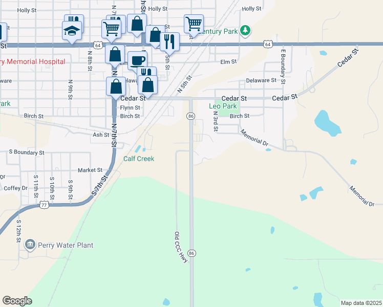 map of restaurants, bars, coffee shops, grocery stores, and more near 1520 South 4th Street in Perry