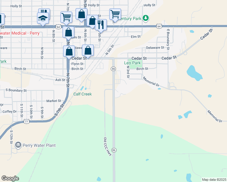 map of restaurants, bars, coffee shops, grocery stores, and more near 1520 South 4th Street in Perry