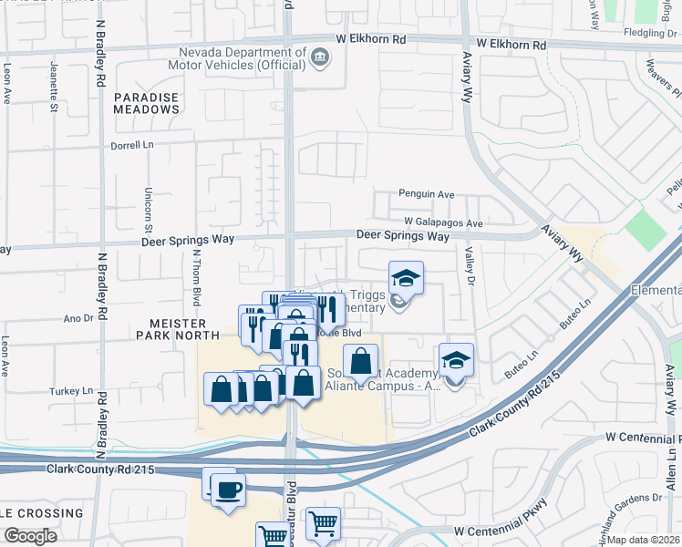 map of restaurants, bars, coffee shops, grocery stores, and more near 6750 Caporetto Lane in North Las Vegas