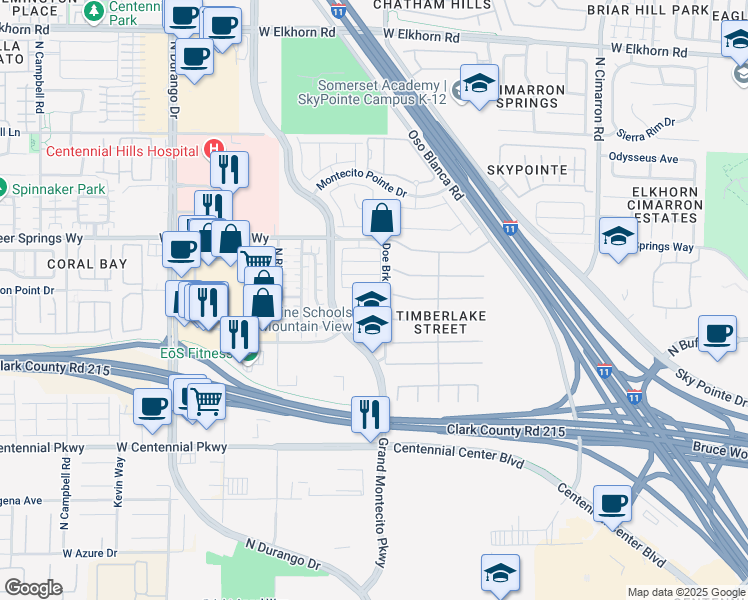 map of restaurants, bars, coffee shops, grocery stores, and more near 6640 Grand Montecito Pkwy in Las Vegas