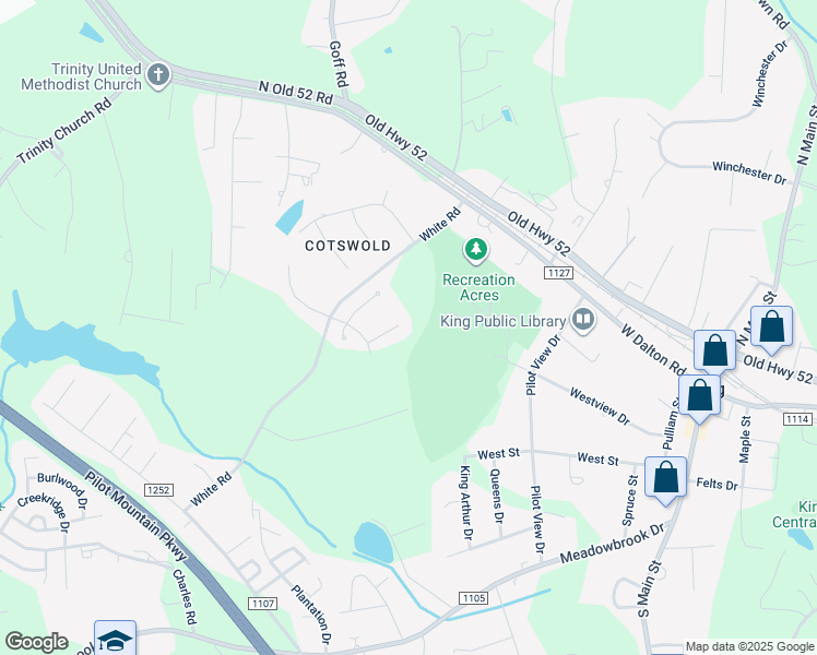 map of restaurants, bars, coffee shops, grocery stores, and more near 118 Timber Creek Court in King